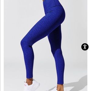 Carbon38 blue ribbed high waisted 7/8 leggings